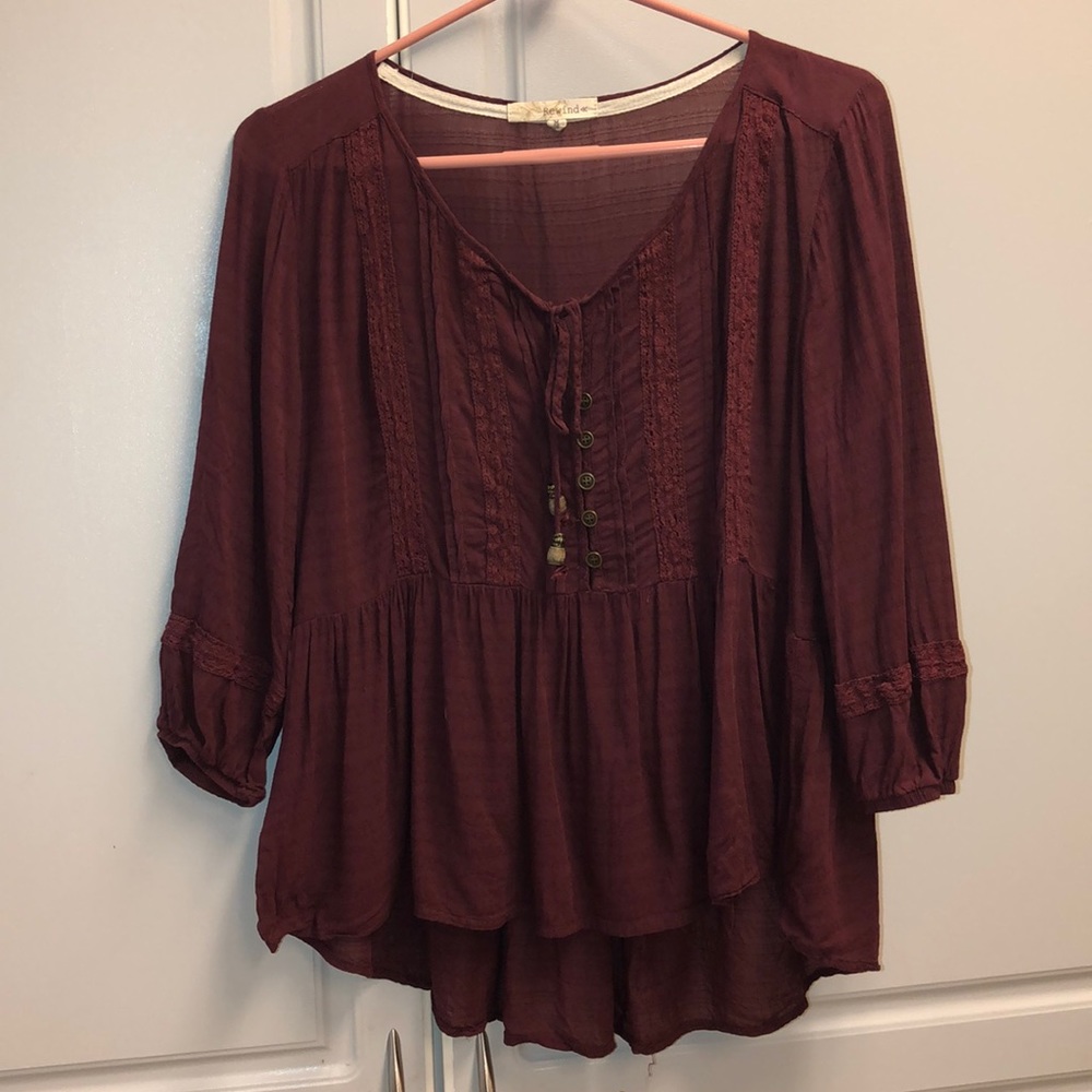 Burgundy long sleeve top